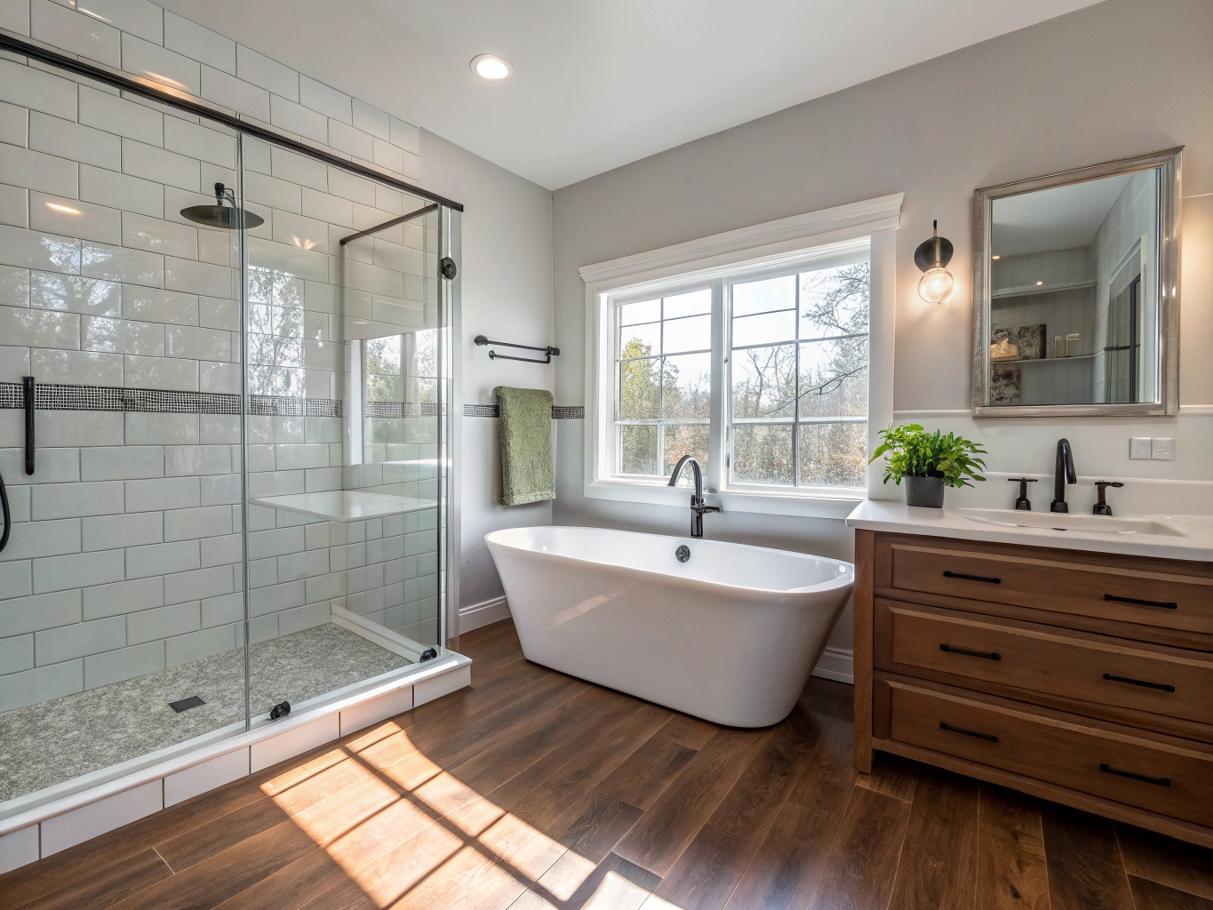 Hornsby Bathroom Renovation - Modern Elegance Elegant bathroom renovation in Hornsby featuring contemporary tiles, rainfall shower and modern vanity